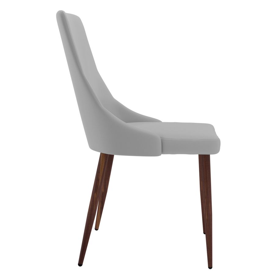 Cora Faux Leather Side Chair, Set Of 2 In Light Grey And Walnut - Image 7