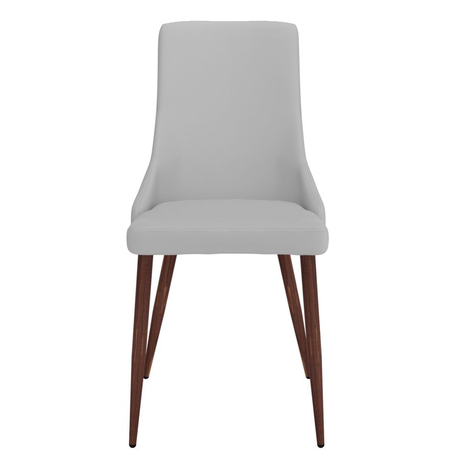 Cora Faux Leather Side Chair, Set Of 2 In Light Grey And Walnut - Image 6