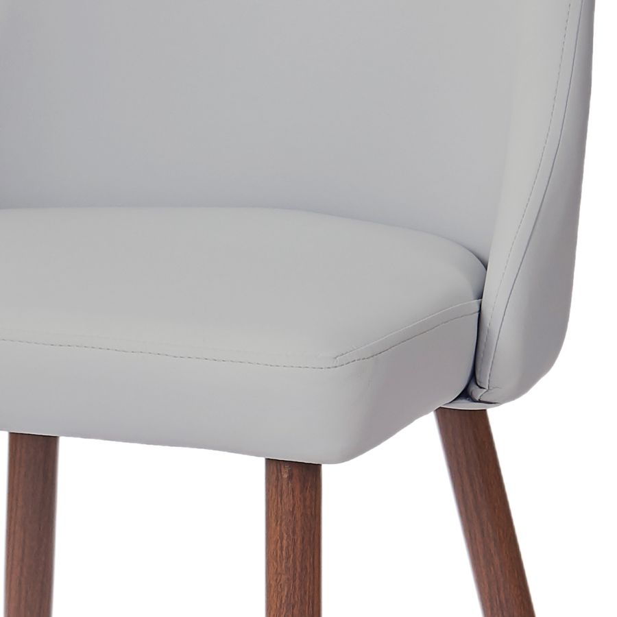 Cora Faux Leather Side Chair, Set Of 2 In Light Grey And Walnut - Image 4