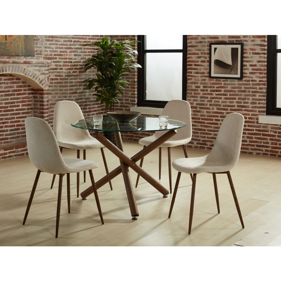 Lyna Side Chair, Set Of 4 In Beige And Walnut - Image 5