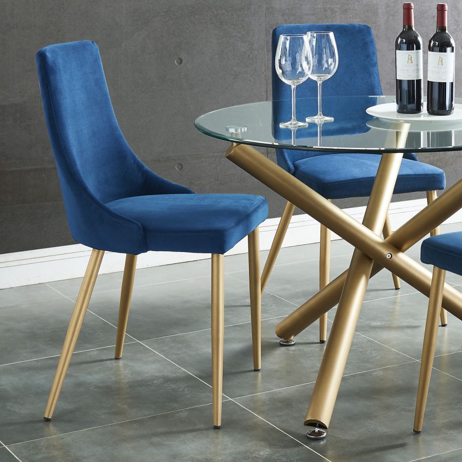 Carmilla Side Chair, Set Of 2 In Blue And Aged Gold - Image 6