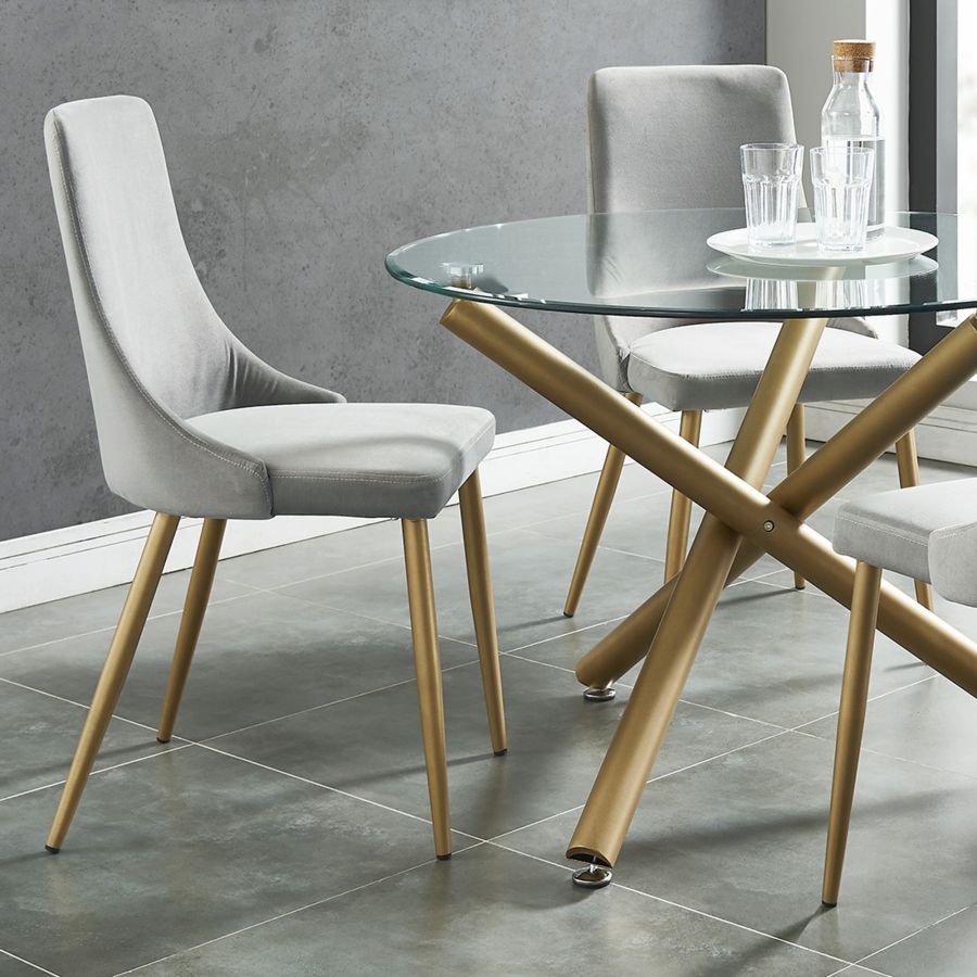 Carmilla Side Chair, Set of 2 in Grey and Aged Gold - Image 5