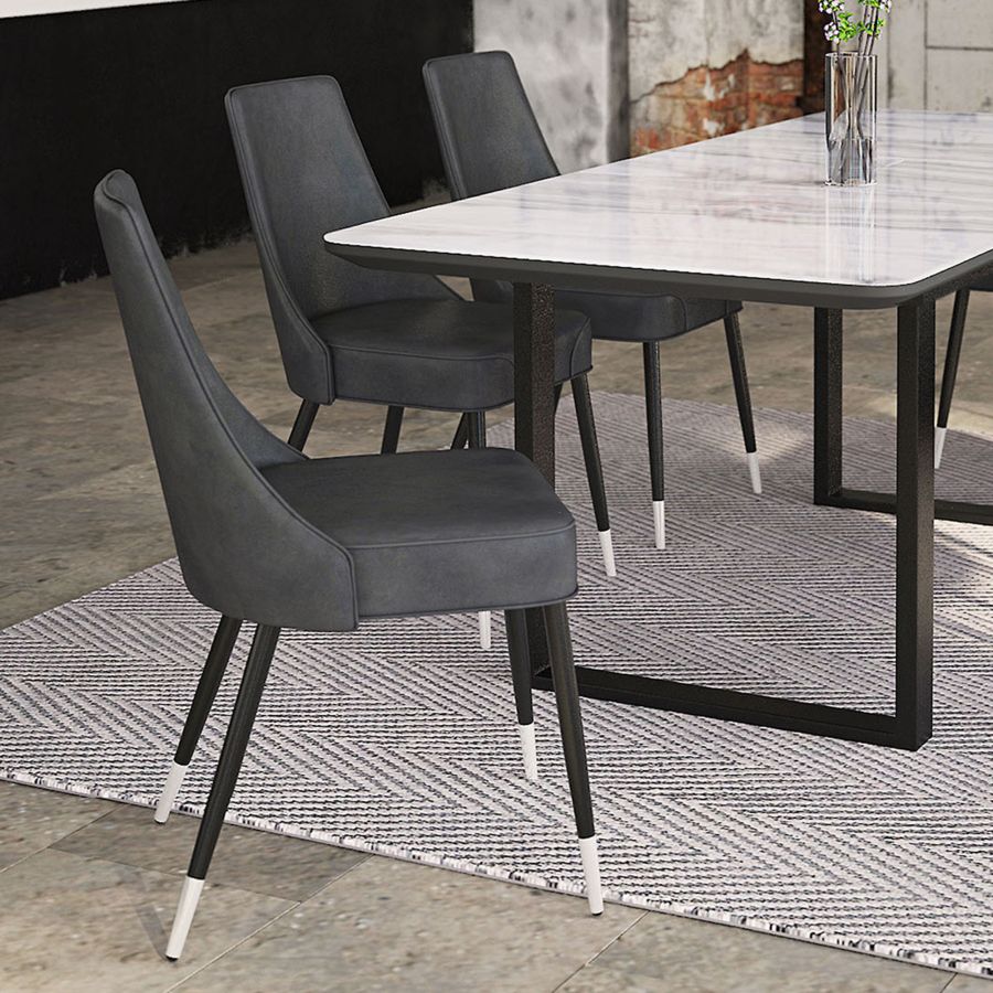 Silvano Side Chair, Set of 2 in Vintage Grey and Black - Image 4