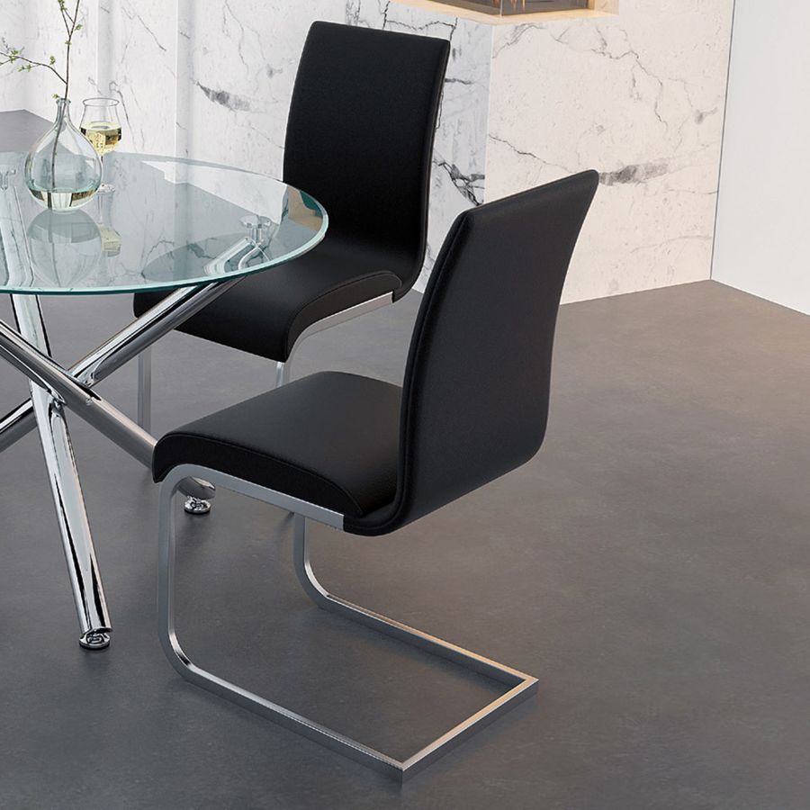 Maxim Side Chair, Set of 2 in Black and Chrome - Image 6