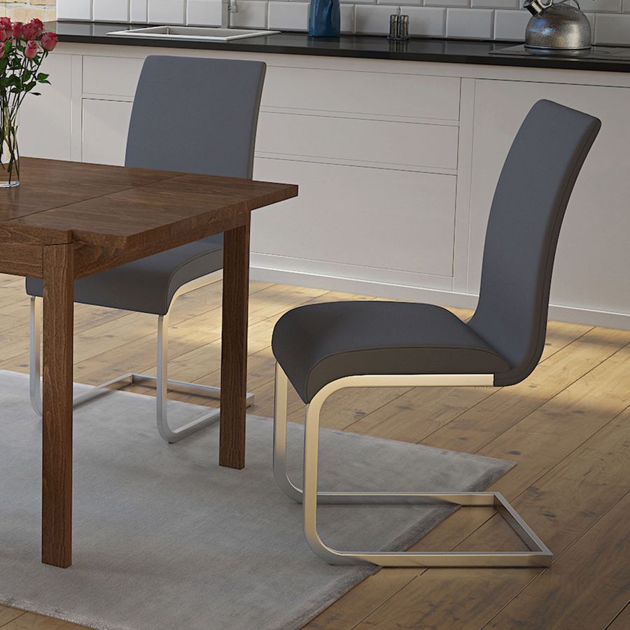 Maxim Side Chair, Set Of 2 In Grey And Chrome - Image 4