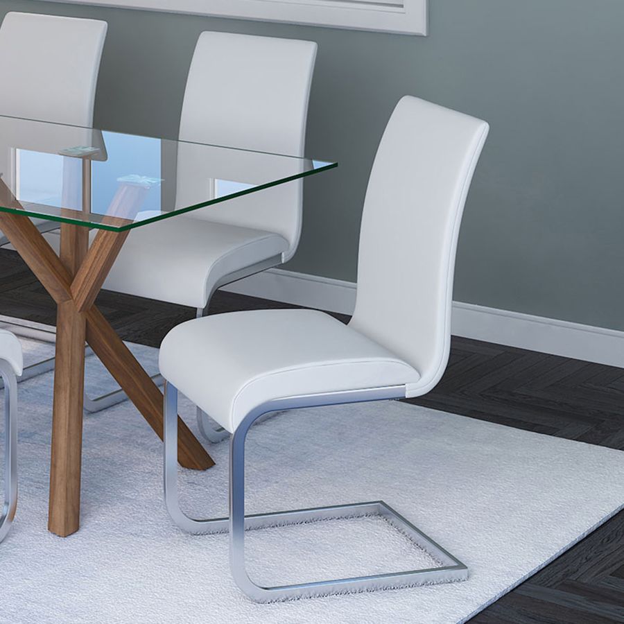 Maxim Side Chair, Set Of 2 In White And Chrome - Image 5