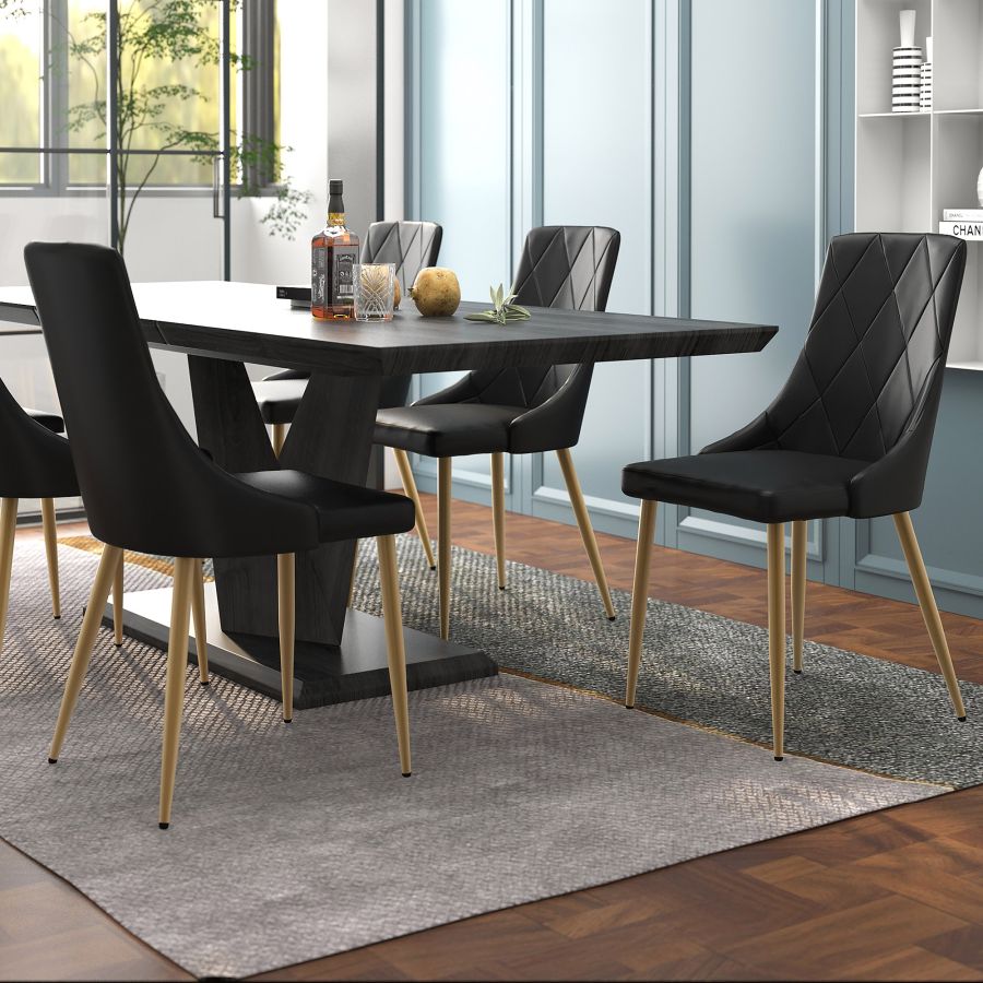 Antoine Side Chair, Set Of 2 In Black And Aged Gold - Image 5