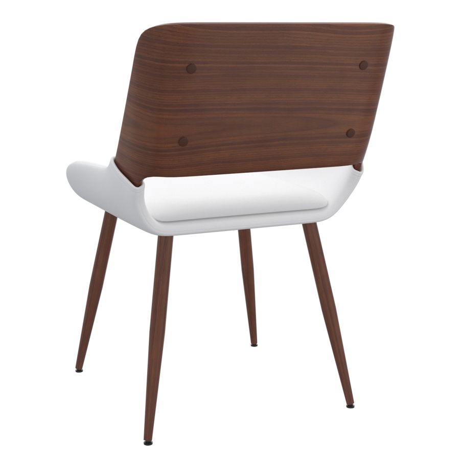 Hudson Side Chair In White Faux Leather And Walnut - Image 8