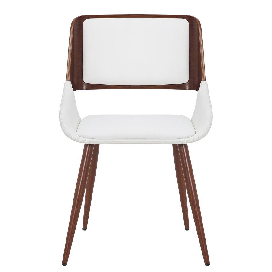 Hudson Side Chair In White Faux Leather And Walnut - Image 7