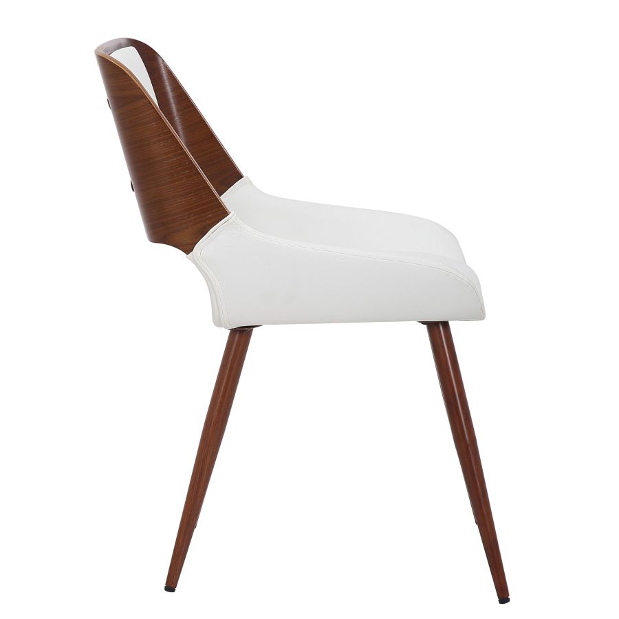 Hudson Side Chair In White Faux Leather And Walnut - Image 6