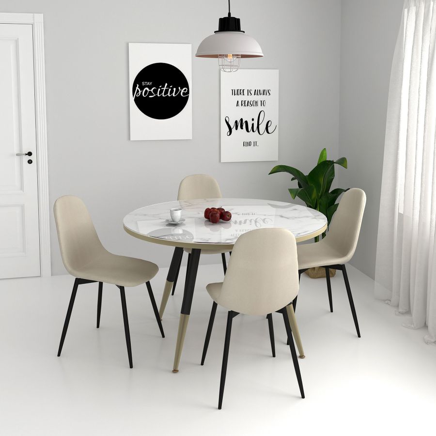 Olly Side Chair, Set Of 4 In Beige And Black - Image 5
