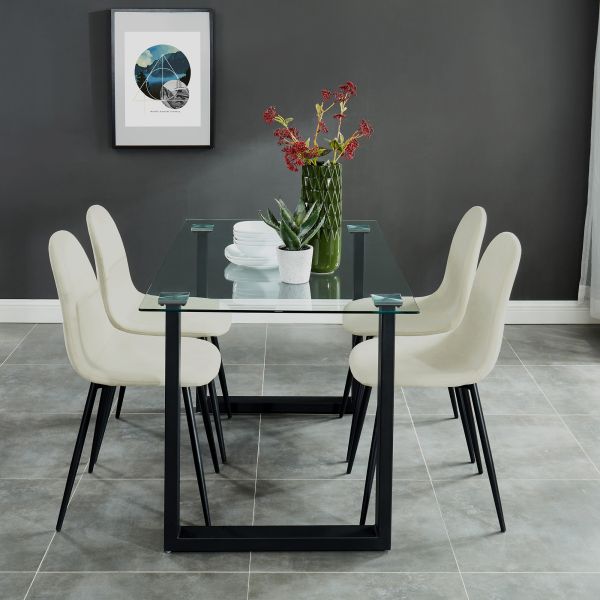 Olly Side Chair, Set Of 4 In Beige And Black - Image 7