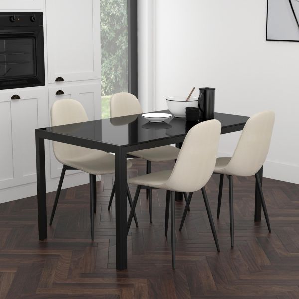 Olly Side Chair, Set Of 4 In Beige And Black - Image 6