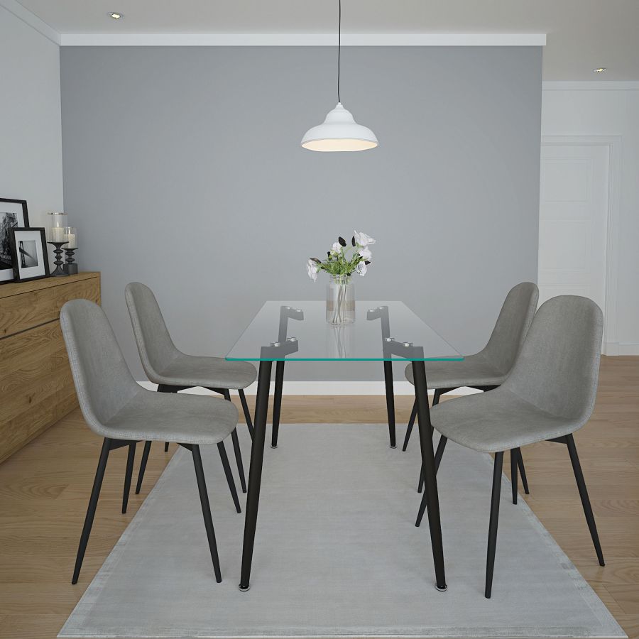 Olly Side Chair, Set of 4 in Grey and Black - Image 5