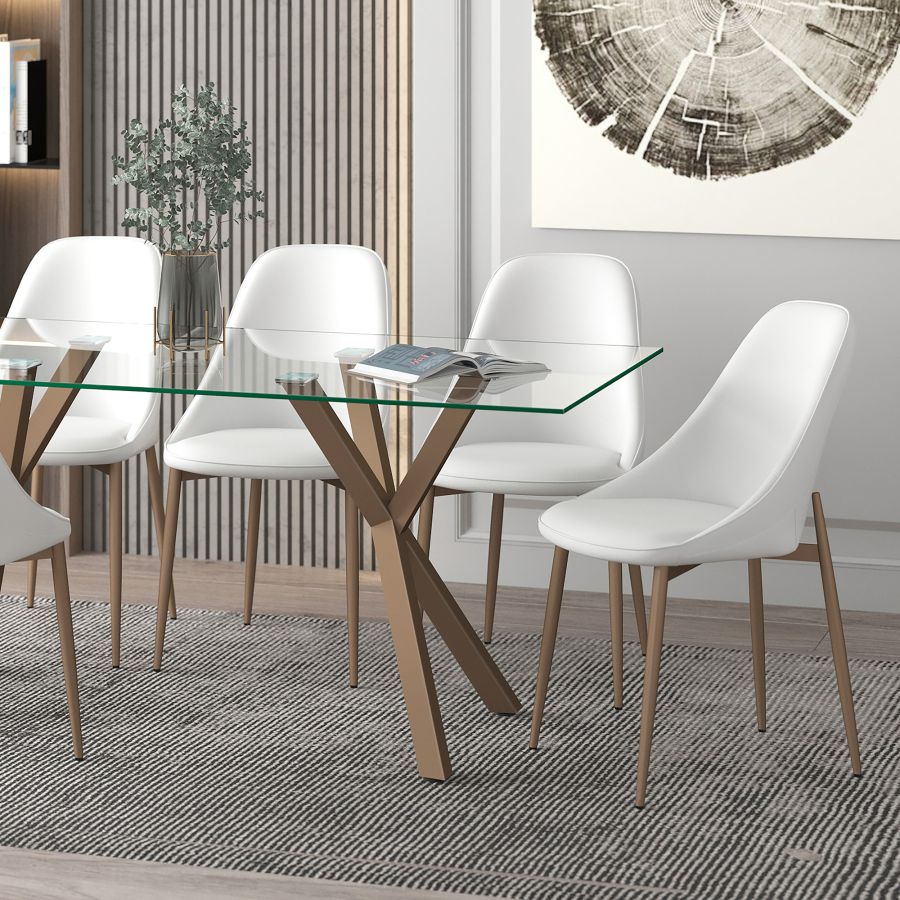 Cleo Side Chair, Set Of 2, In White And Aged Gold - Image 4