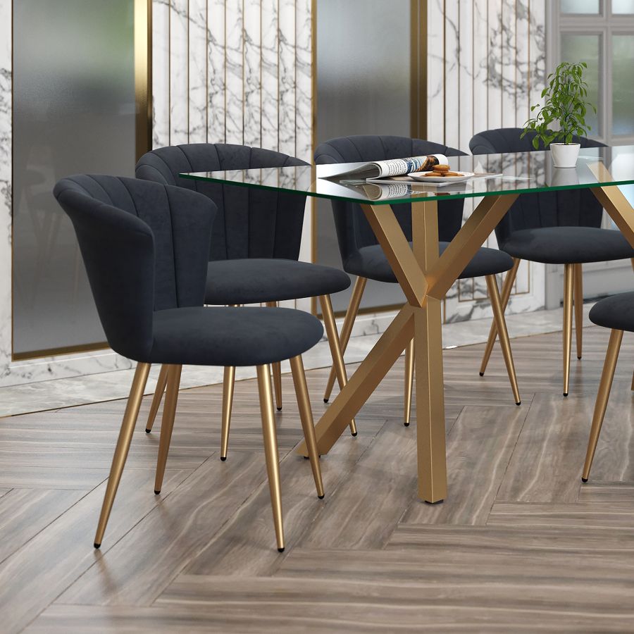 Orchid Side Chair, Set of 2 in Black and Gold - Image 5
