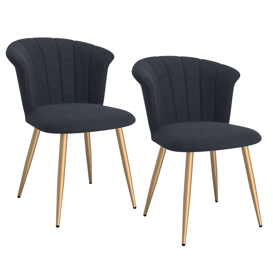 Orchid Side Chair, Set of 2 in Black and Gold - Image 3