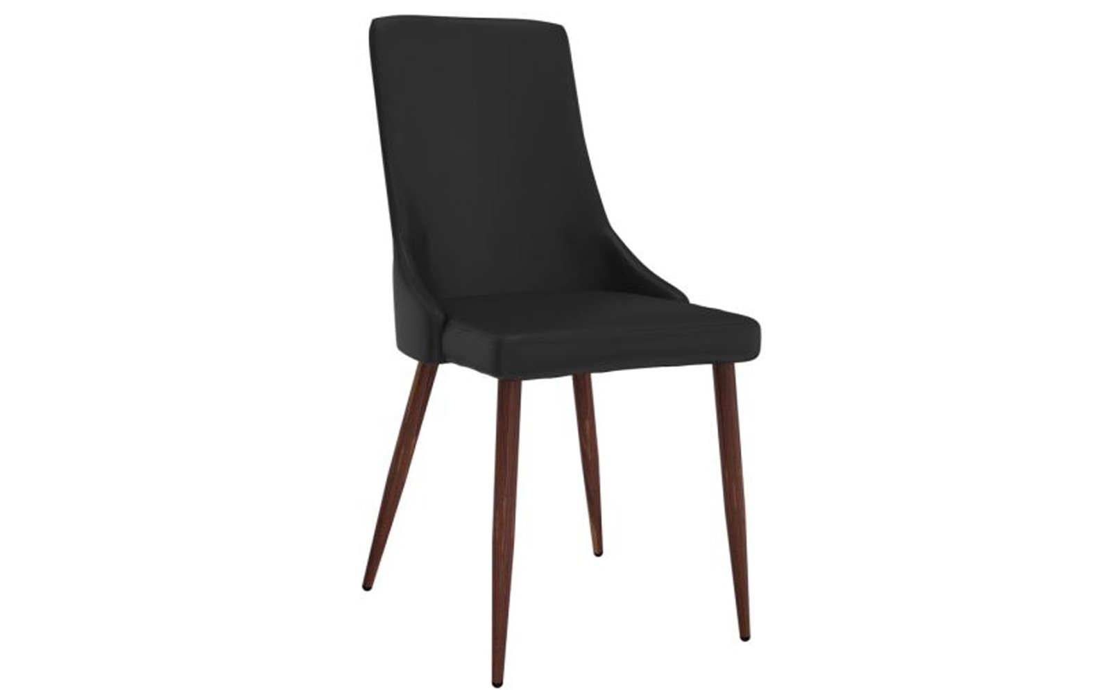 Cora Faux Leather Side Chair, Set of 2 in Black and Walnut