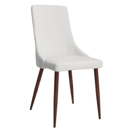 Cora Faux Leather Side Chair, Set Of 2 In White And Walnut
