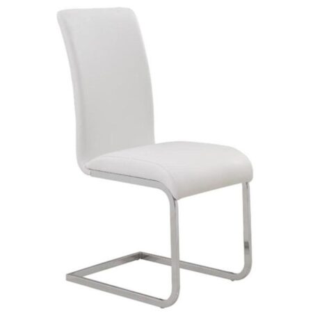 Maxim Side Chair, Set Of 2 In White And Chrome