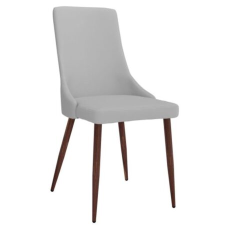 Cora Faux Leather Side Chair, Set Of 2 In Light Grey And Walnut