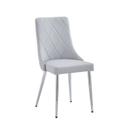 Devo Side Chair, Set of 2 in Light Grey and Chrome