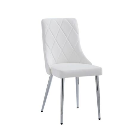 Devo Side Chair, Set of 2 in White and Chrome