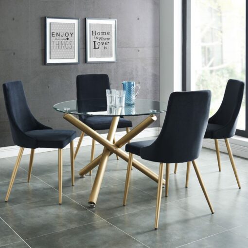 Alternative view of Carmilla 5pc Dining Set In Aged Gold With Black Chair