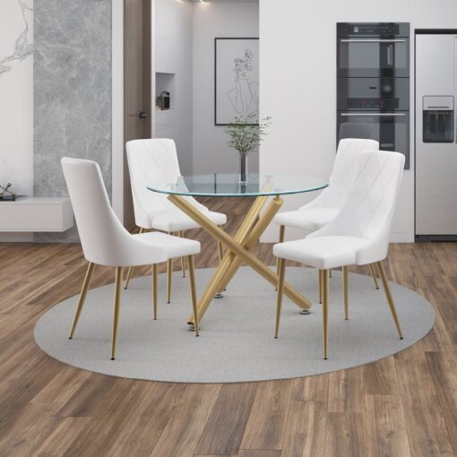 Alternative view of Carmilla/Antoine 5pc Dining Set In Aged Gold With White Chair