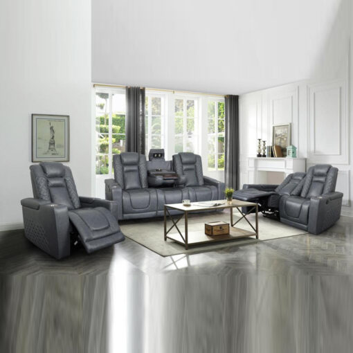 Inox Blue Reclining Sofa