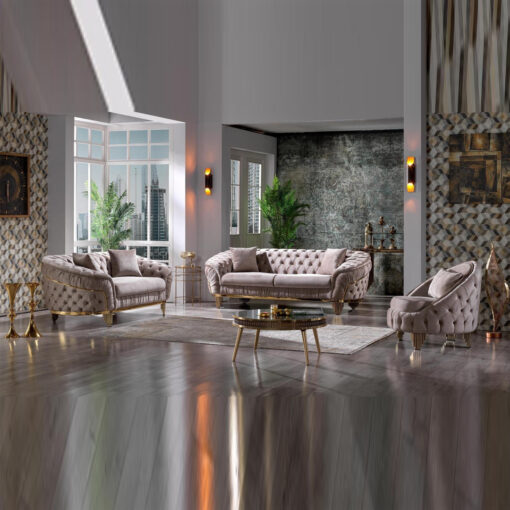 Vanessa Taupe 3pc Sofa Set