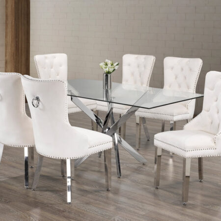 Emily 7 Piece Dining Set 4 Colors White , Black , Grey , Blue