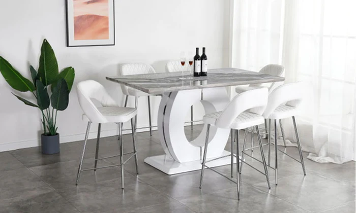 LS_2001 7pcs Counter Height Dining Set Grey