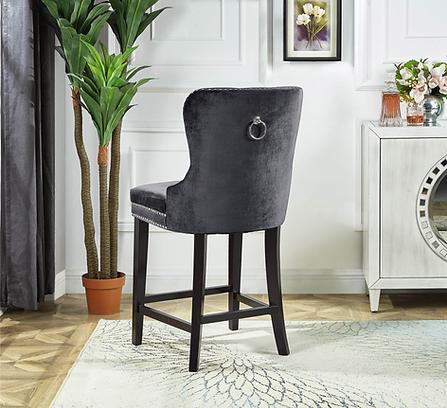 Bar Stool (Grey Velvet)ST-6010 Set of 2 - Image 2