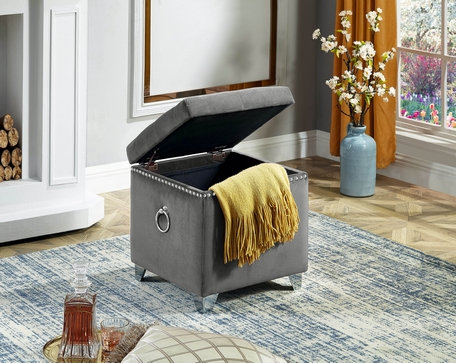 Ottoman (Grey Velvet)IF-6295 - Image 2
