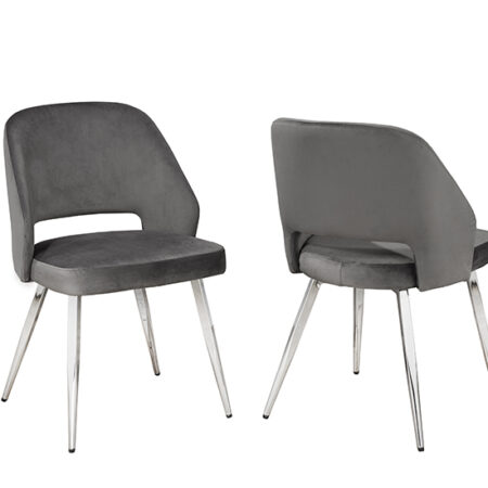 Dining Chair, Set Of 2 - Grey Velvet