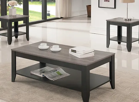 Modern Coffee Table Set - Gray & Black