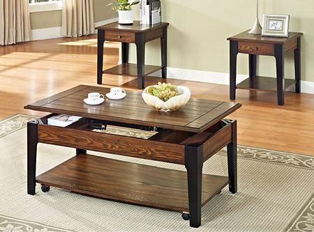 Brown and Black Lift-Top Coffee Table