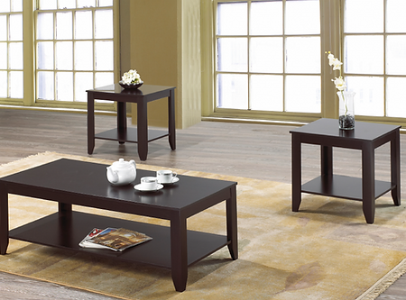 Modern Espresso Wood Coffee Table Set