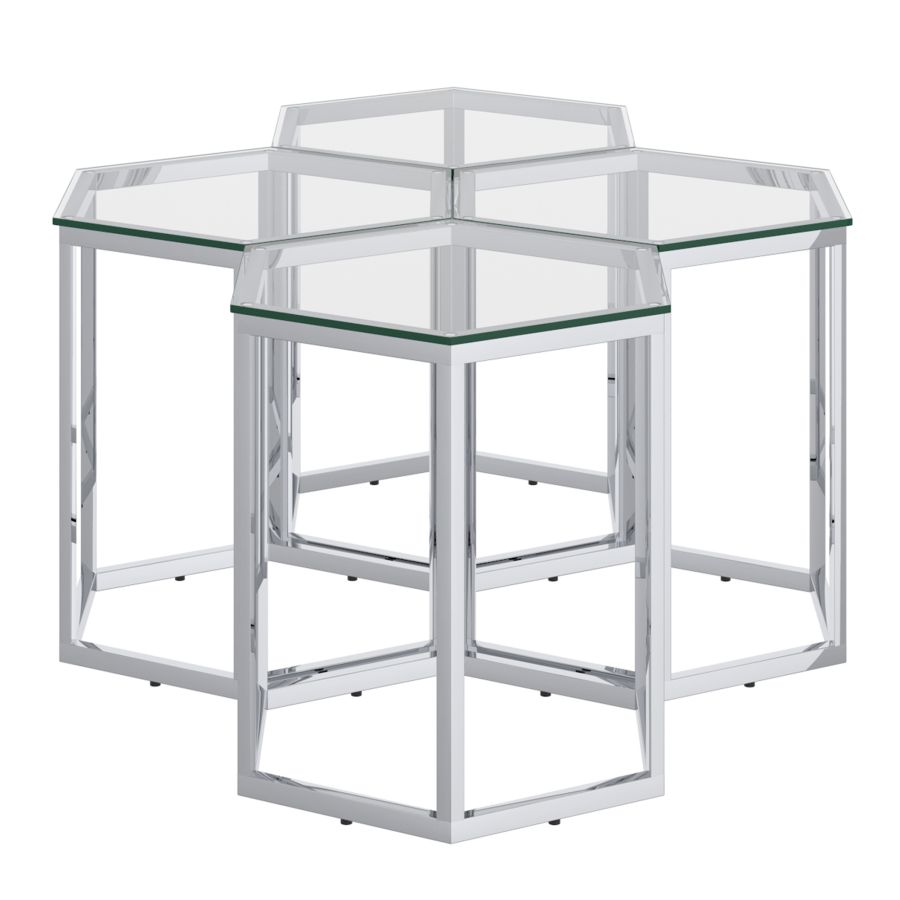 Fleur 4pc Accent Table Set in Silver - Image 7