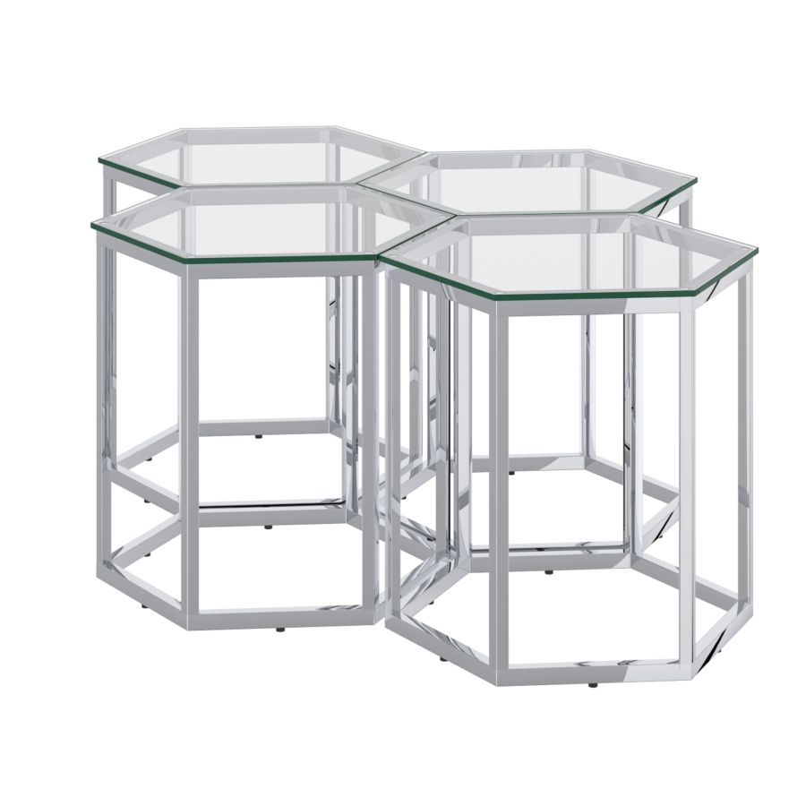 Fleur 4pc Accent Table Set in Silver - Image 4