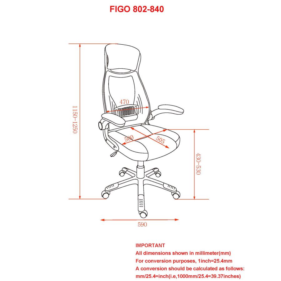 Figo Office Chair in Grey and Black - Image 7