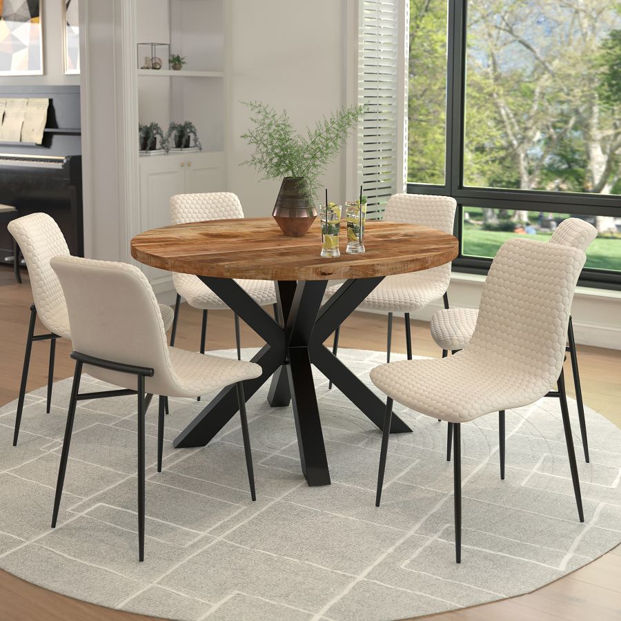 Brixx Dining Chair, Set of 2, in Beige Fabric and Black - Image 8