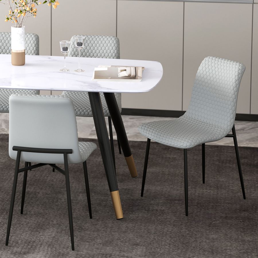 Brixx Dining Chair, Set of 2, in Light Grey Faux Leather and Black - Image 8