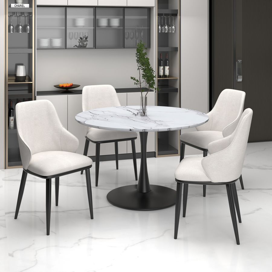 Kash Dining Chair, Set of 2, in Beige Fabric and Black - Image 8