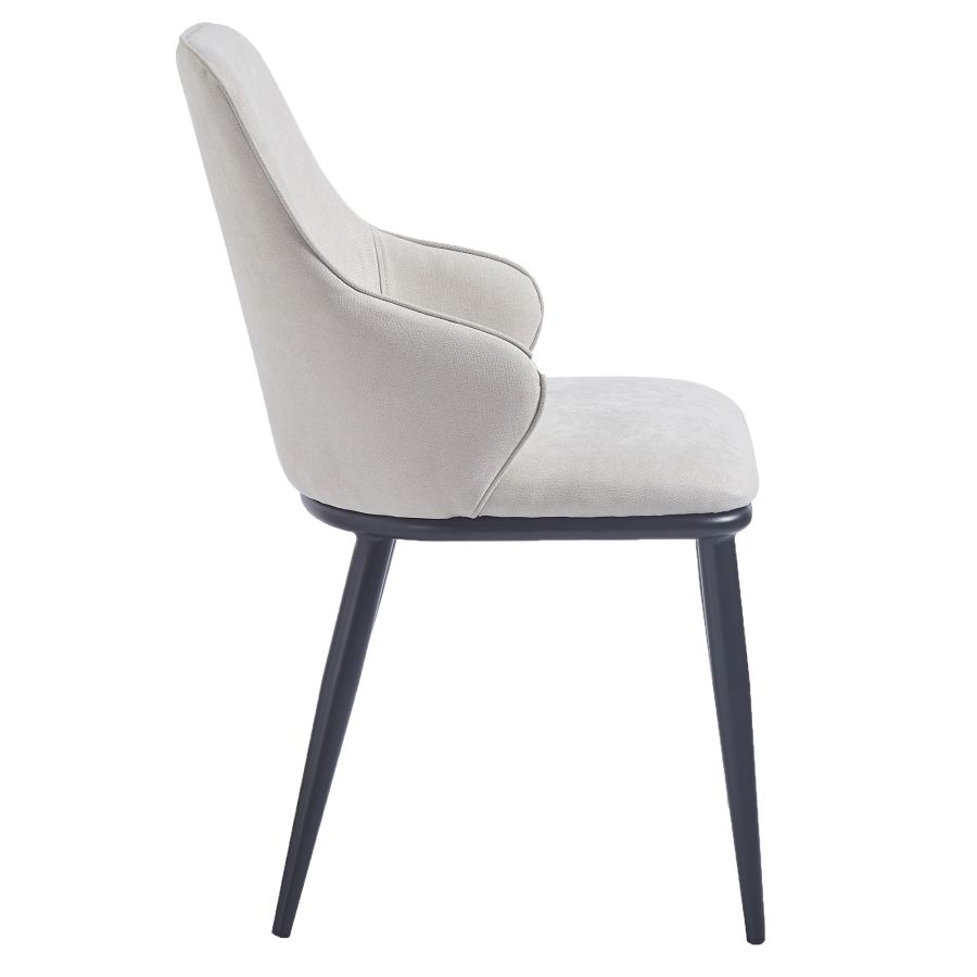 Kash Dining Chair, Set of 2, in Beige Fabric and Black - Image 6