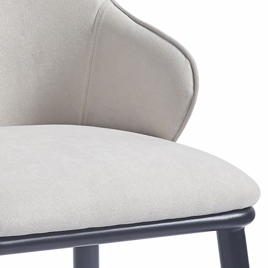 Kash Dining Chair, Set of 2, in Beige Fabric and Black - Image 4