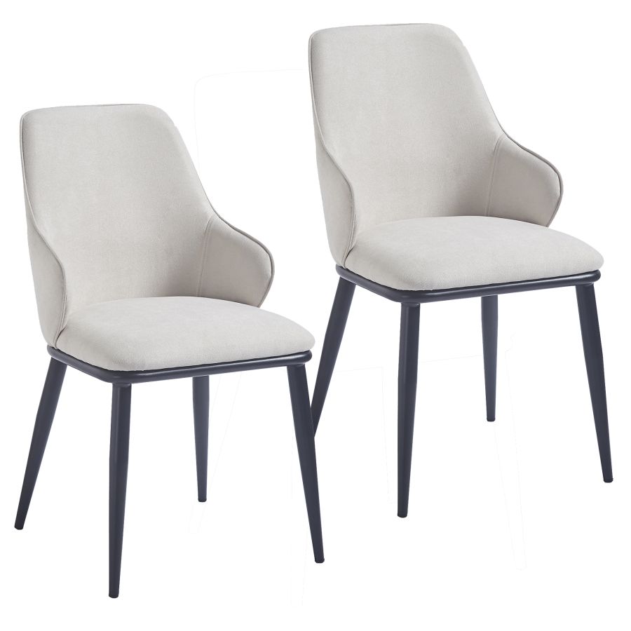 Kash Dining Chair, Set of 2, in Beige Fabric and Black - Image 3