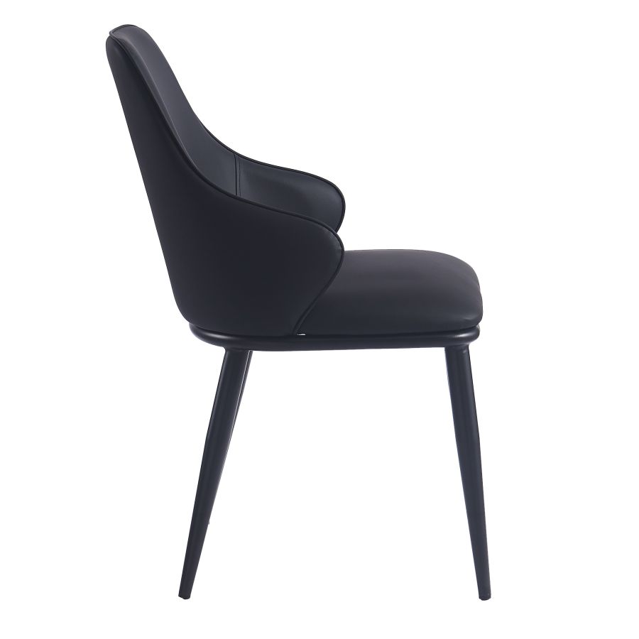 Kash Dining Chair, Set of 2, in Black Faux Leather and Black - Image 6