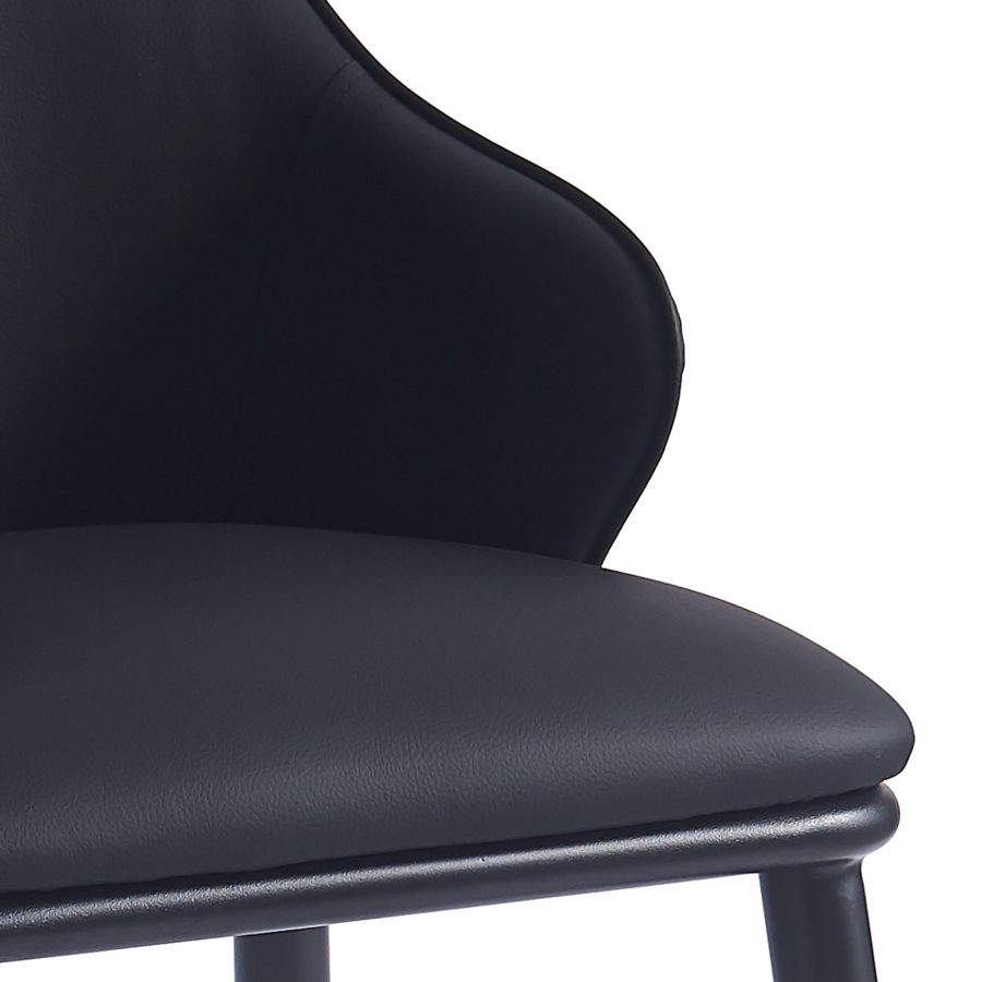 Kash Dining Chair, Set of 2, in Black Faux Leather and Black - Image 4